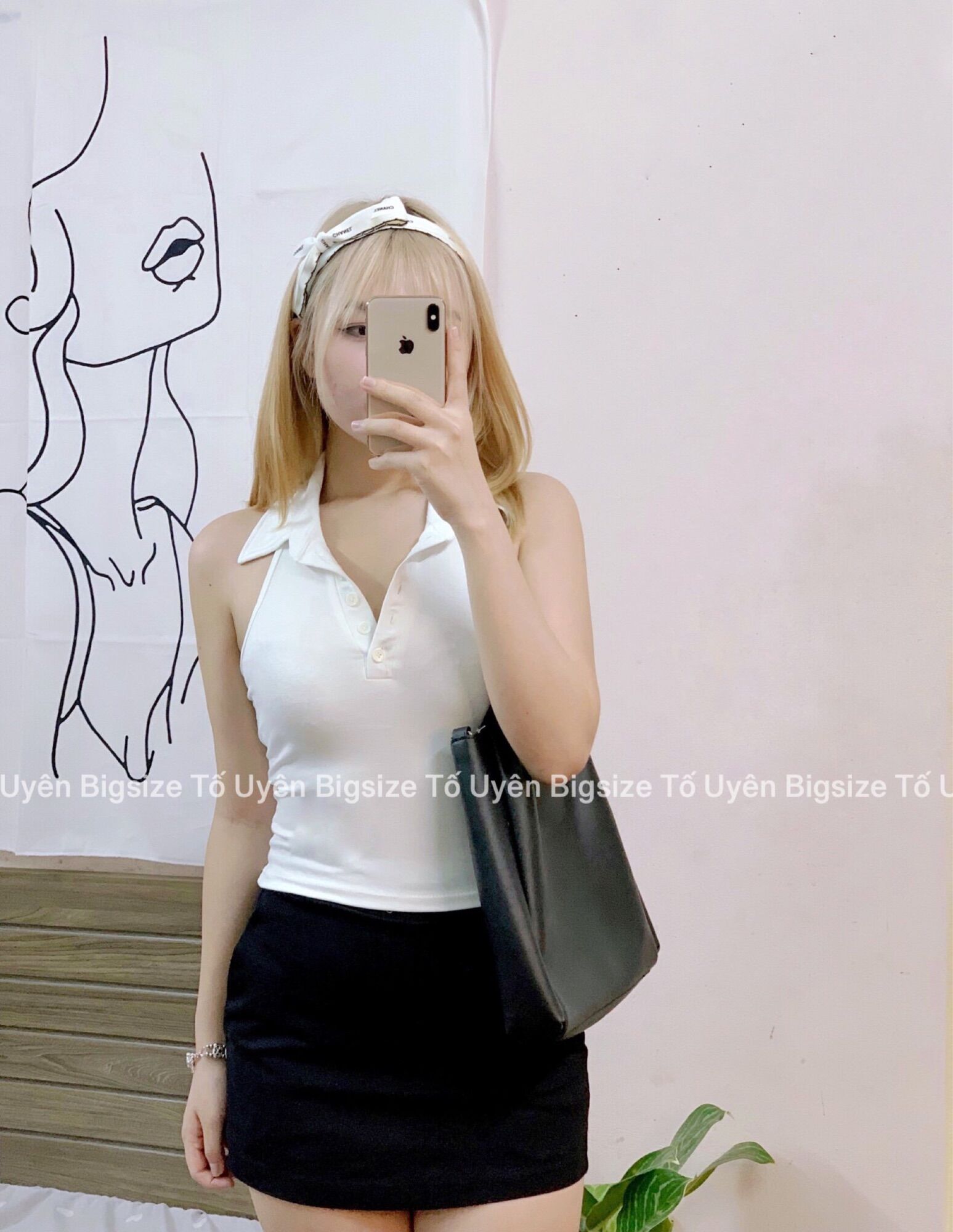 (T.U Bigsize 50-80kg) Áo Croptop Cổ Bẻ Hở Lưng 2 Màu Basic