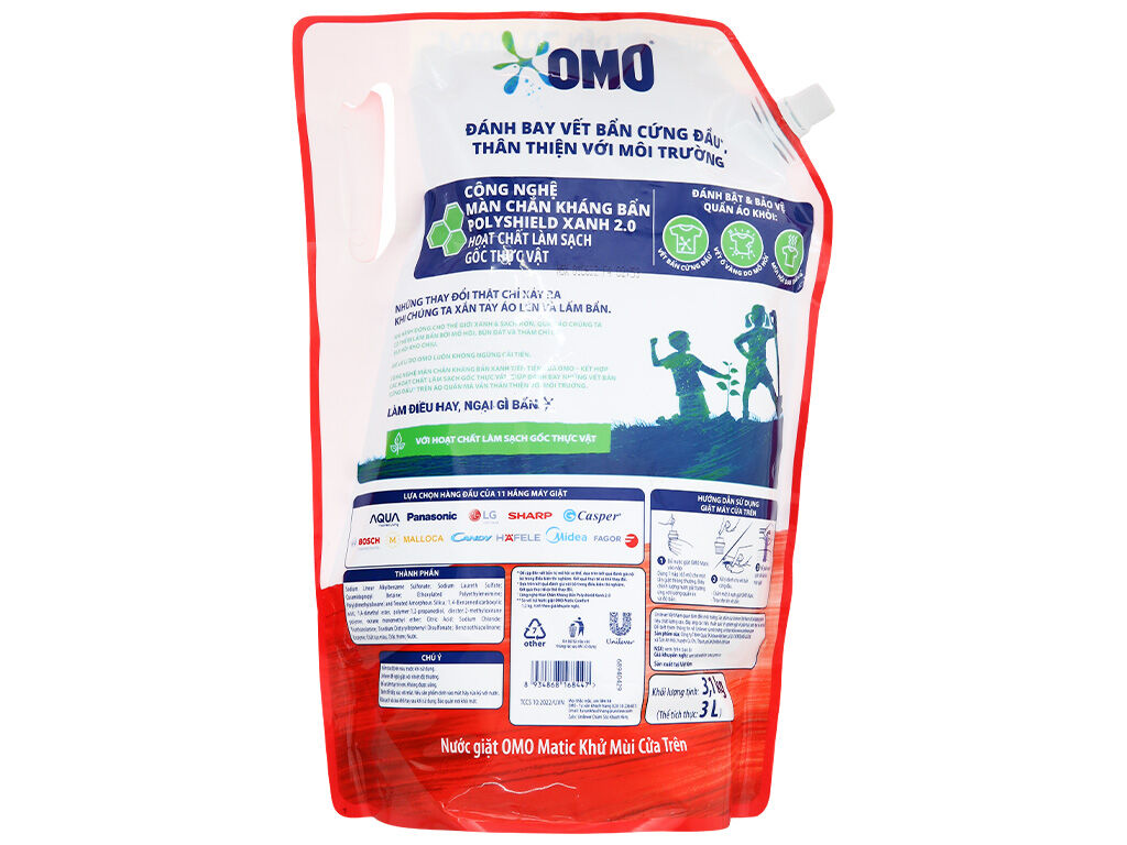 Nước giặt OMO Matic cửa trên sạch sâu vượt trội túi 2 lít ,2,9l , 3,9l
