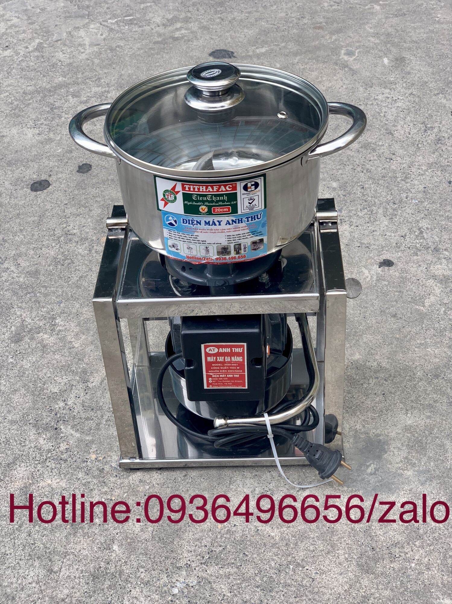 Máy xay thịt đa năng, tôm, cua, cá, xay giềng xả, làm chà bông, đánh ruốc 1500W Khung Inox vuông