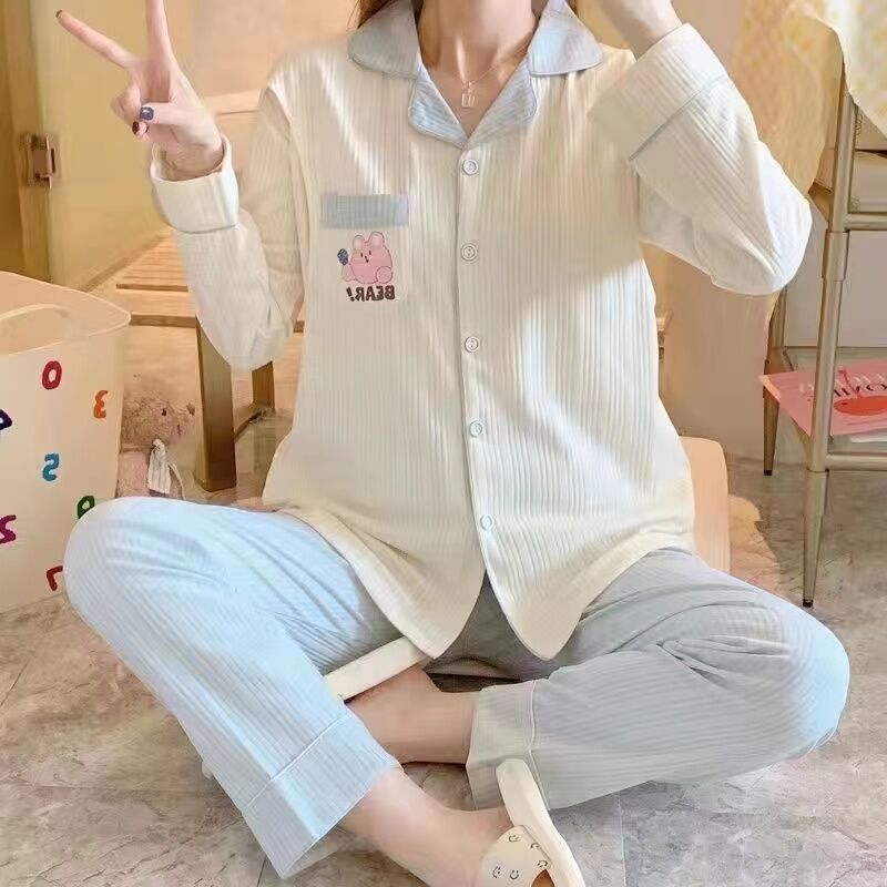 Bộ Đồ Ngủ Cho Bà Bầu Bằng Vải Cotton Mùa Xuân Hè Mỏng Cho Bà Bầu Sau Sinh Cho Con Bú Bộ Đồ Ngủ Cho Bà Bầu Mùa Thu