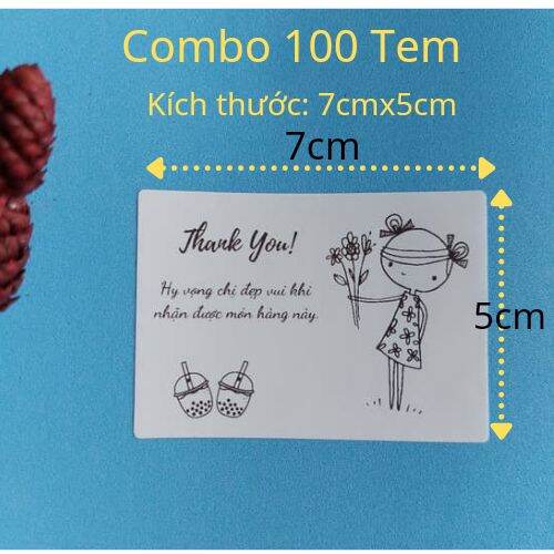 100 Tem decal dán Thank You kích thước 7x5cm