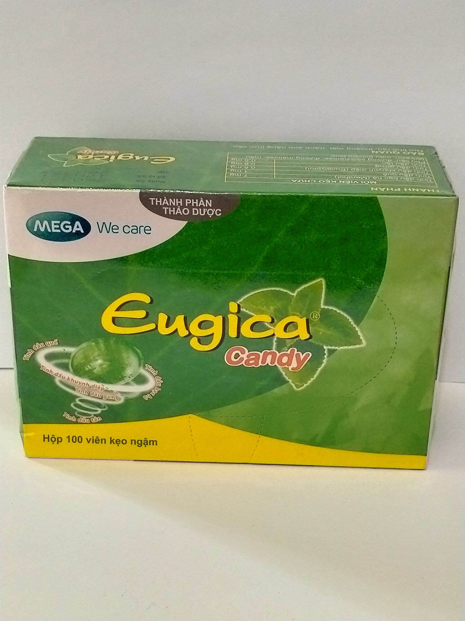 1Hộp Kẹo Ngậm Eugica Candy 100 Viên Giúp Giảm Hogiảm Đau Rát Họng