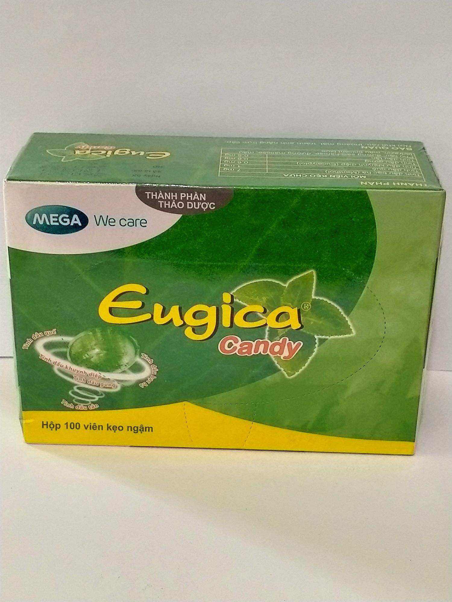 1Hộp kẹo ngậm EUGICA CANDY 100 Viên giúp giảm ho,giảm đau rát họng