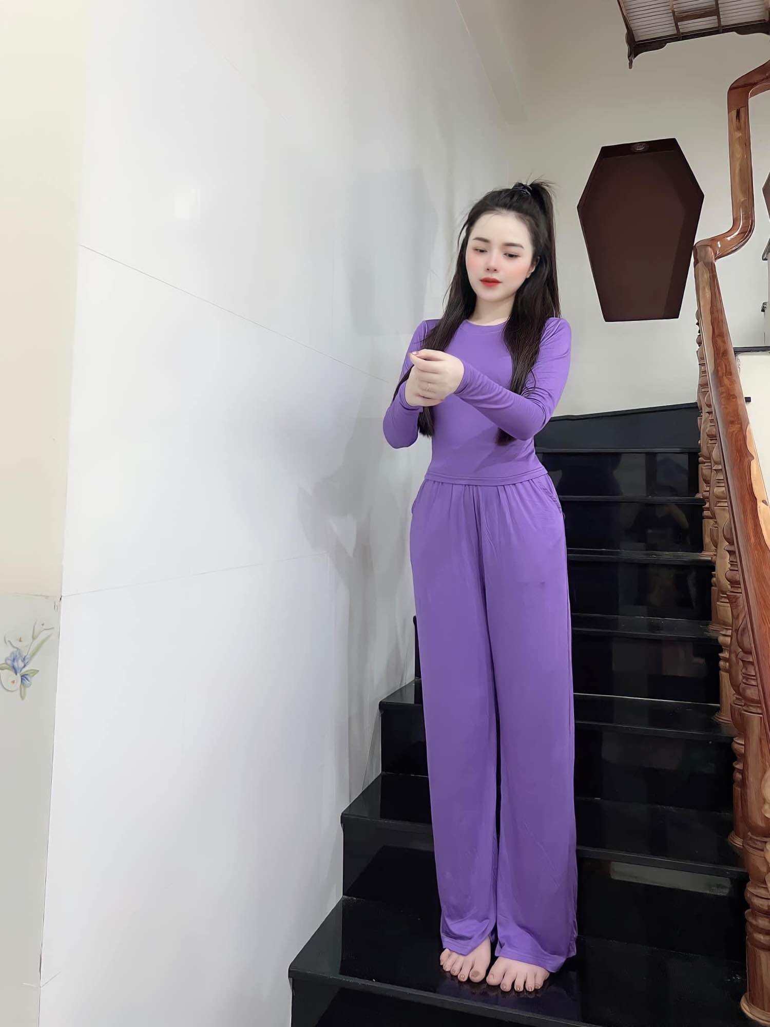 Set Bộ Nữ Ủ KEM CROTOP QUẦN  ỐNG SUÔNG TAY XỎ NGÓN THUN LẠNH Freesize dưới 52kg - HN Closet