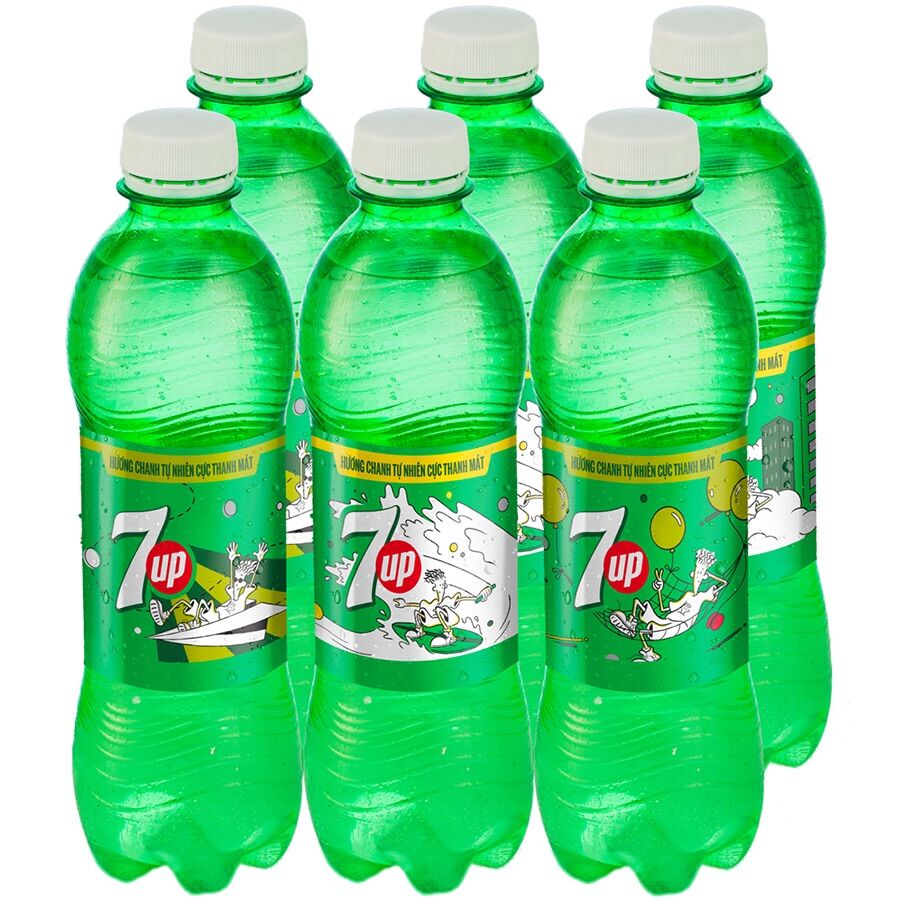 Lốc 6 chai nước ngọt 7 up vị chanh 390ml