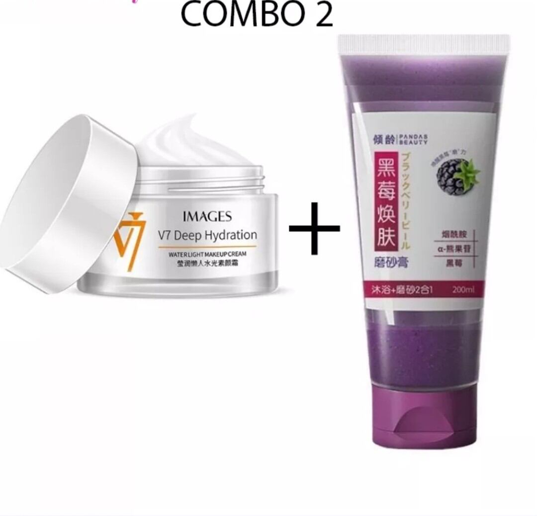 Kem dưỡng trắng da V7 & Tẩy tế bào chết mâm xôi thần thánh - Minh Châu storre