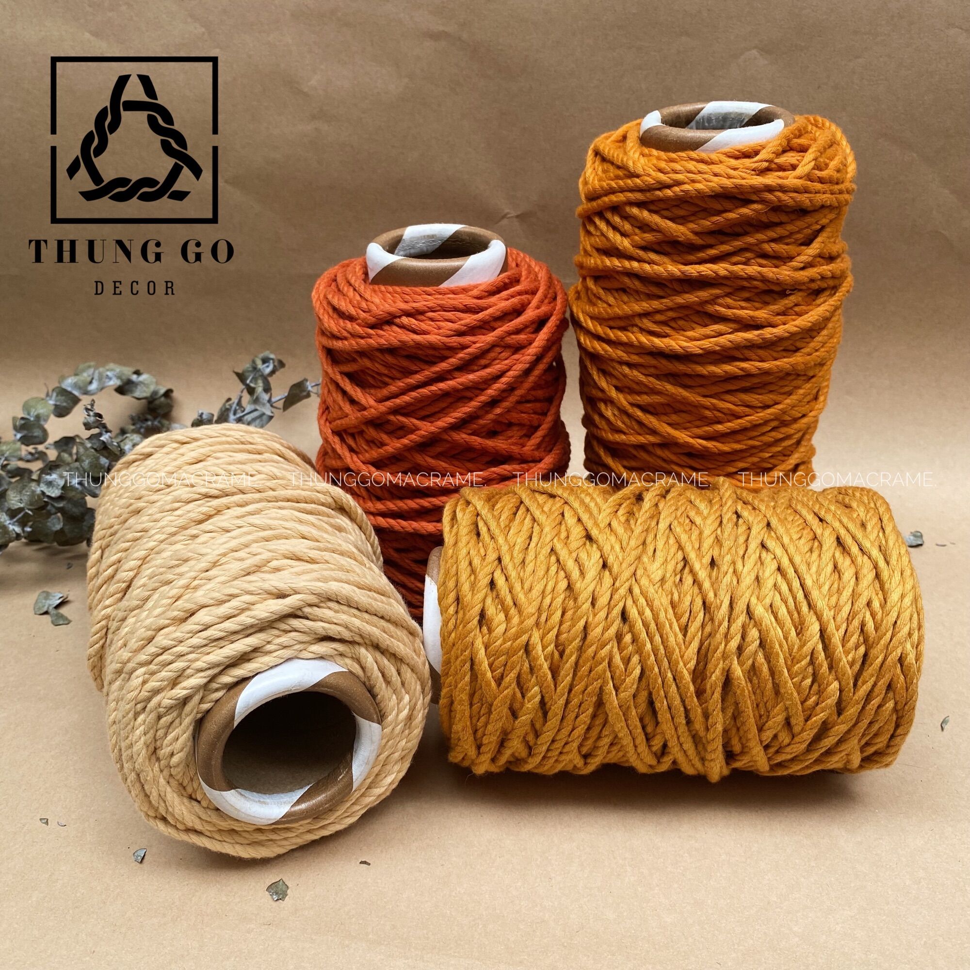 Dây thừng sẽ 3 xoắn macrame Size 3mm MÀU NUDE