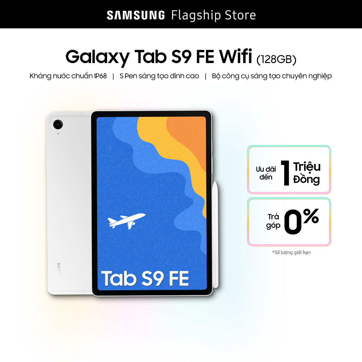 [SIÊU SALE TỪ 20H 1.2] Máy tính bảng Samsung Galaxy Tab S9 FE Wifi, Màn hình lớn 10,9", Hỗ trợ S Pen, 6GB+128GB