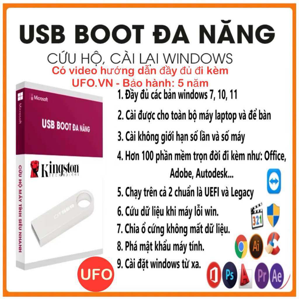 Usb boot đa năng cài win 7 10 11 cứu hộ máy tính