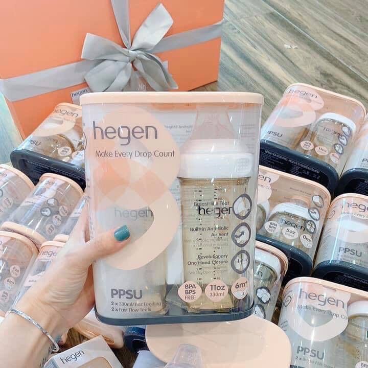 Set 2 bình sữa hegen 330ml kèm núm ti 6+ cho bé từ 6 tháng tuổi