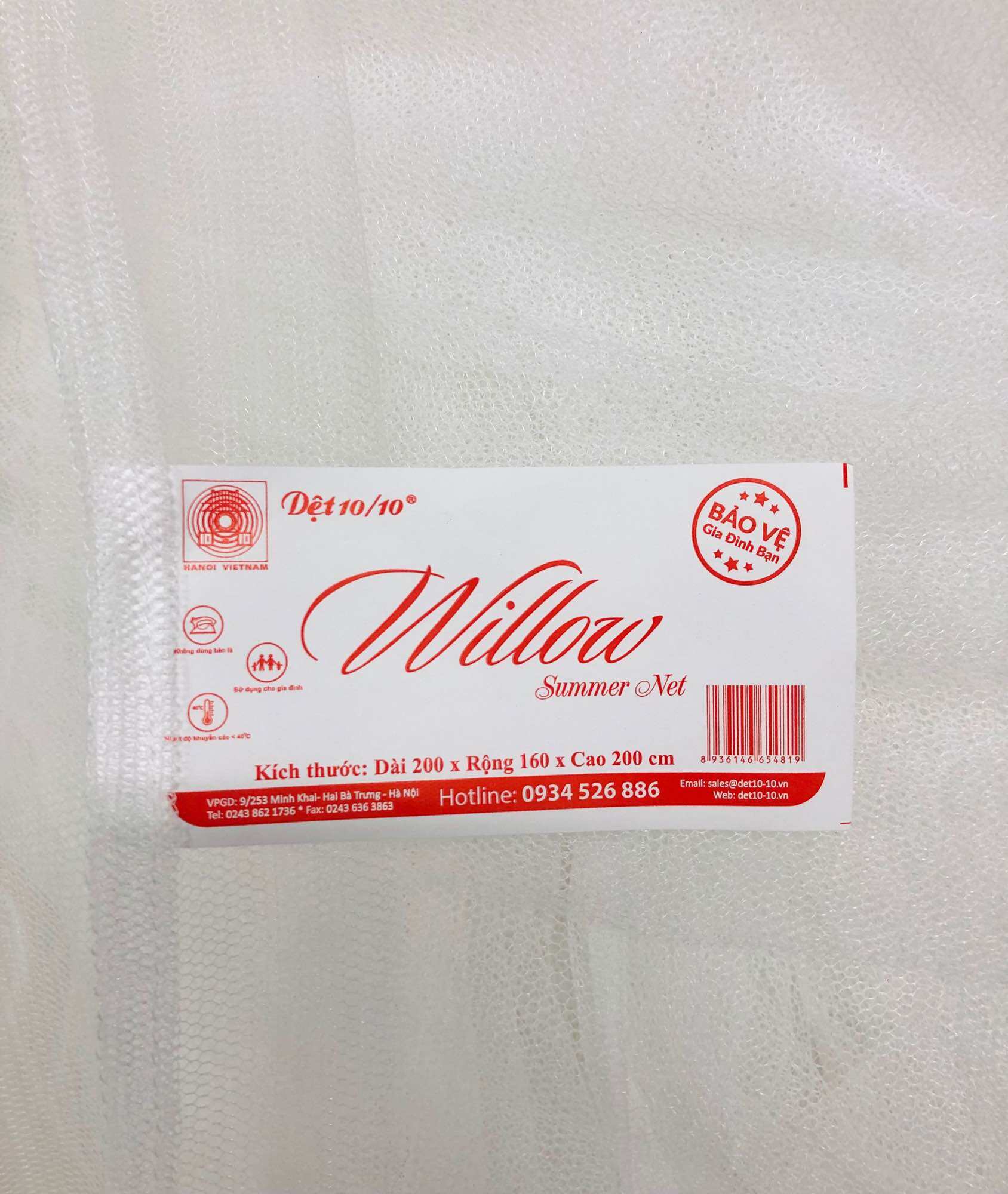 Màn cá nhân 1,2m WILLOW - Màn mắc dây 4 góc chống muỗi
