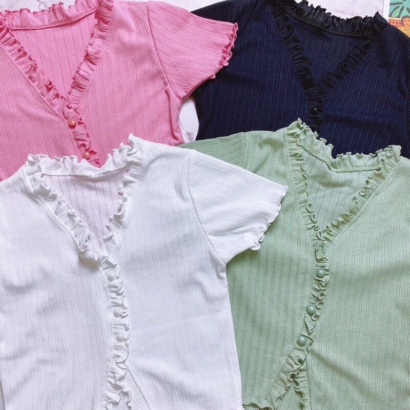 [HCM]ÁO KIỂU BÈO NÚT BỌC CROPTOP NỮ