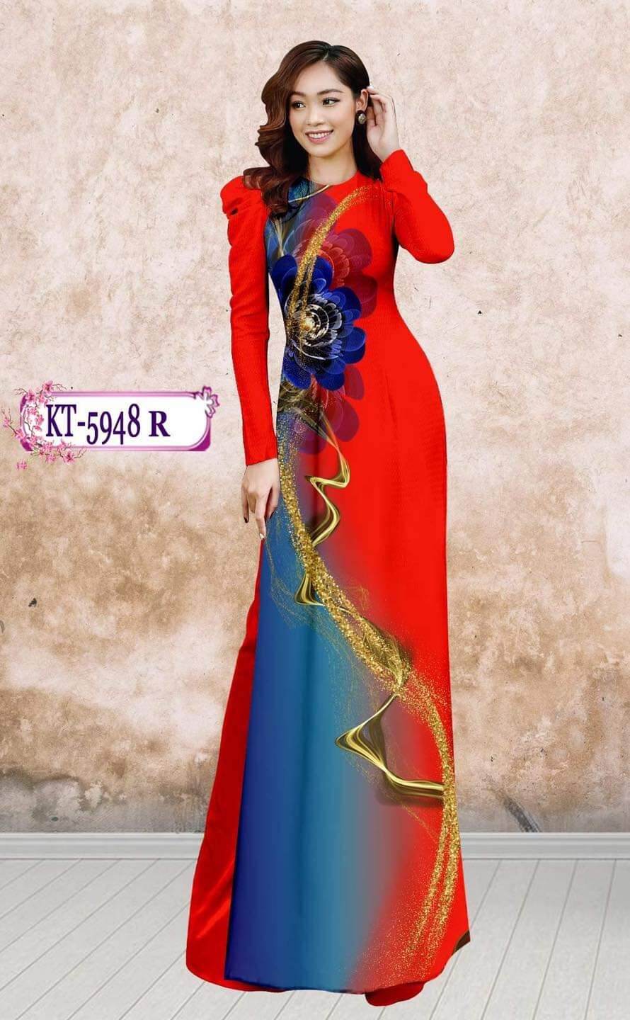 ❤ SALE MẪU ÁO DÀI LUA TƠ NHẬT 🌸HOA ĐỎ TAY BỒNG ,CO GIÃN CHỈ  TỪ141 K.1 ÁO MAY SẴN