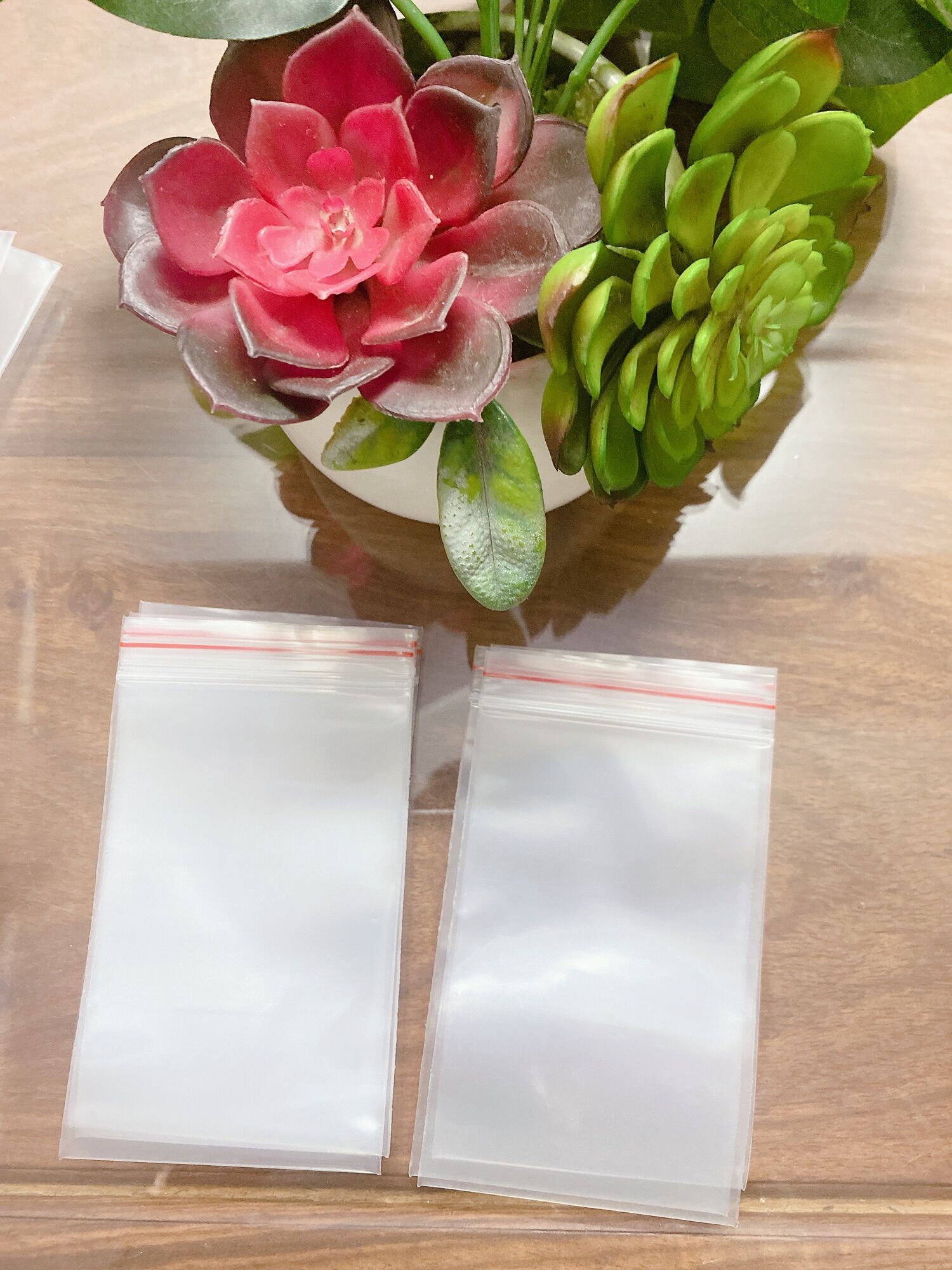 ❤️100g Túi Zip Trong Chỉ Đỏ To Size 14cm x 9cm