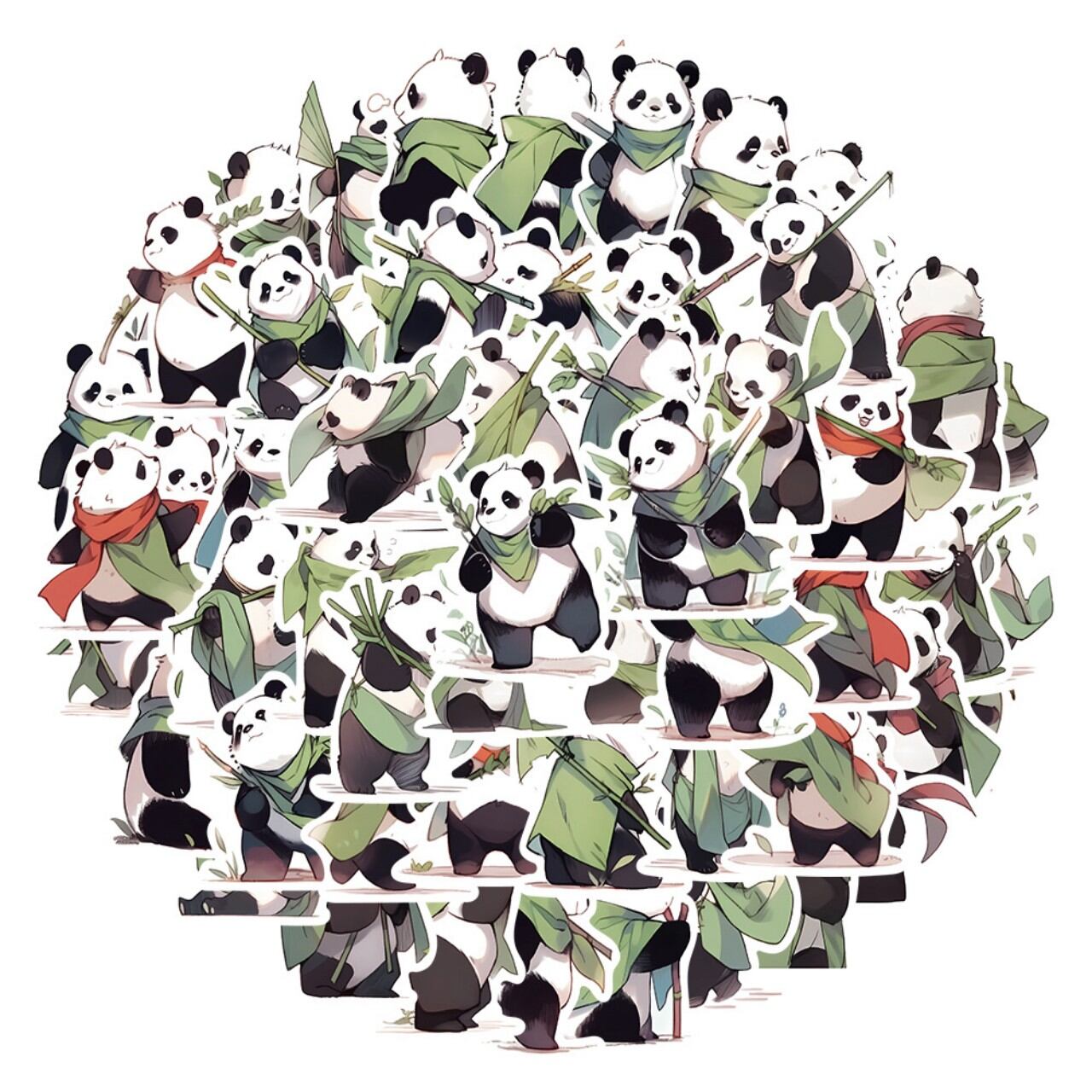 Set 50 miếng sticker hình dán chống nước gấu trúc panda