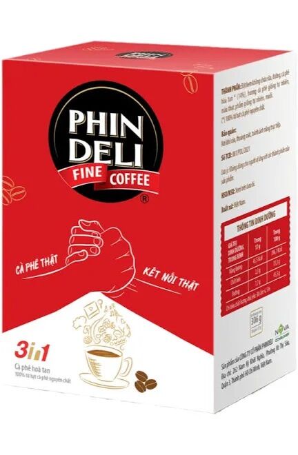 Combo 3 hộp cà phê sữa, bạc xỉu hoà tan phindeli 306g