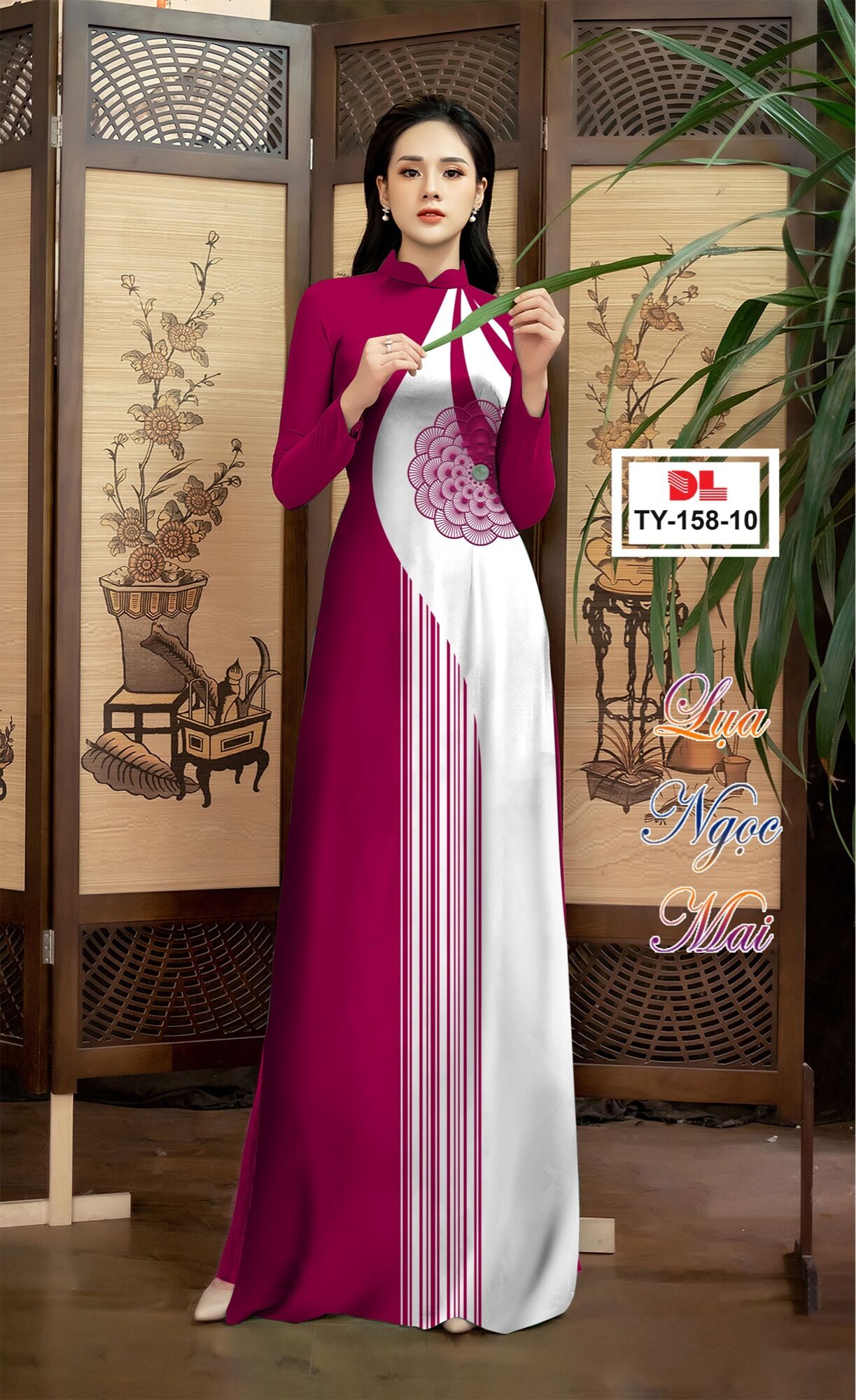 Vải áo dài hoa Hồng