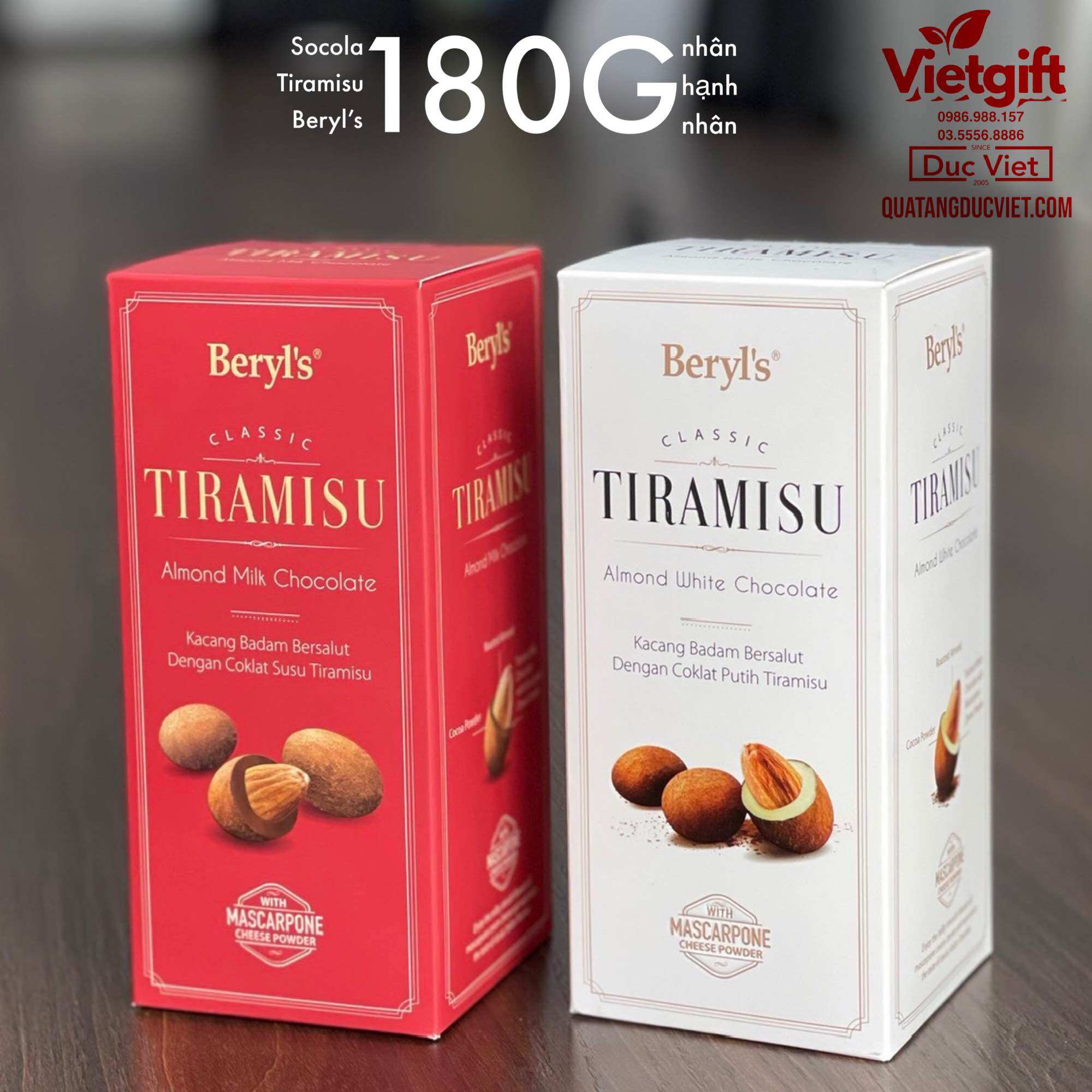 Socola Tiramisu Beryl’s Malaysia hộp 180G- socola trắng