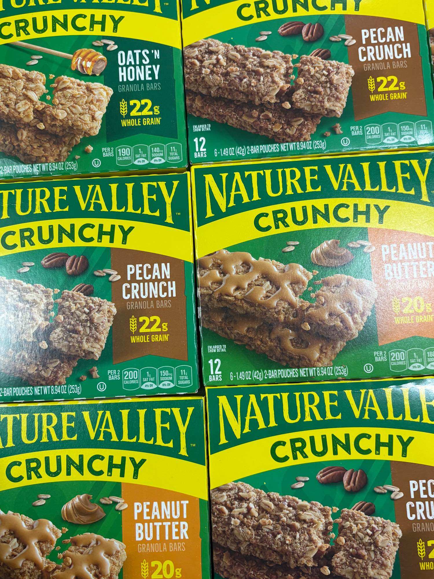 Thanh Ngũ Cốc Nature Valley Crunchy 253g (12 Gói) Mỹ - Giòn Thơm Từ Yến Mạch Nguyên Cám, Bữa Ăn Nhẹ Tiện Lợi