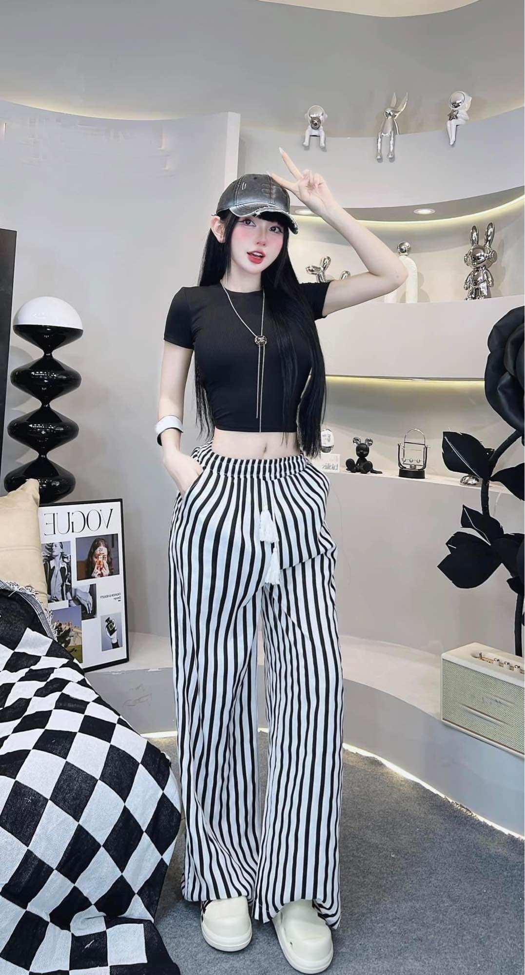 Set áo corop kèm quần sọc