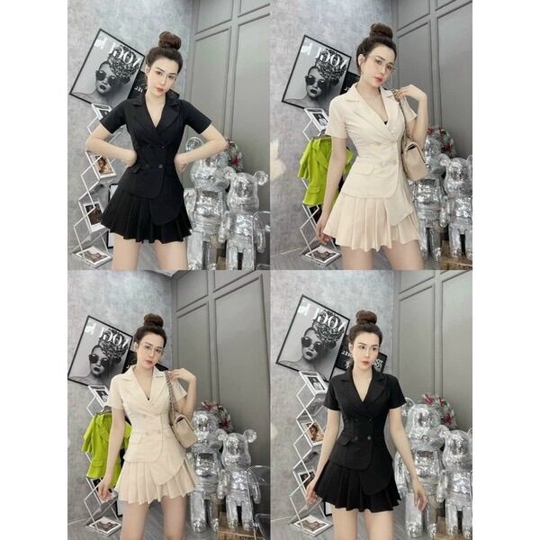 (SHOP BIGSIZE nữ 50kg đến 90kg) Set áo vest tà xoé chân váy ngắn SV03