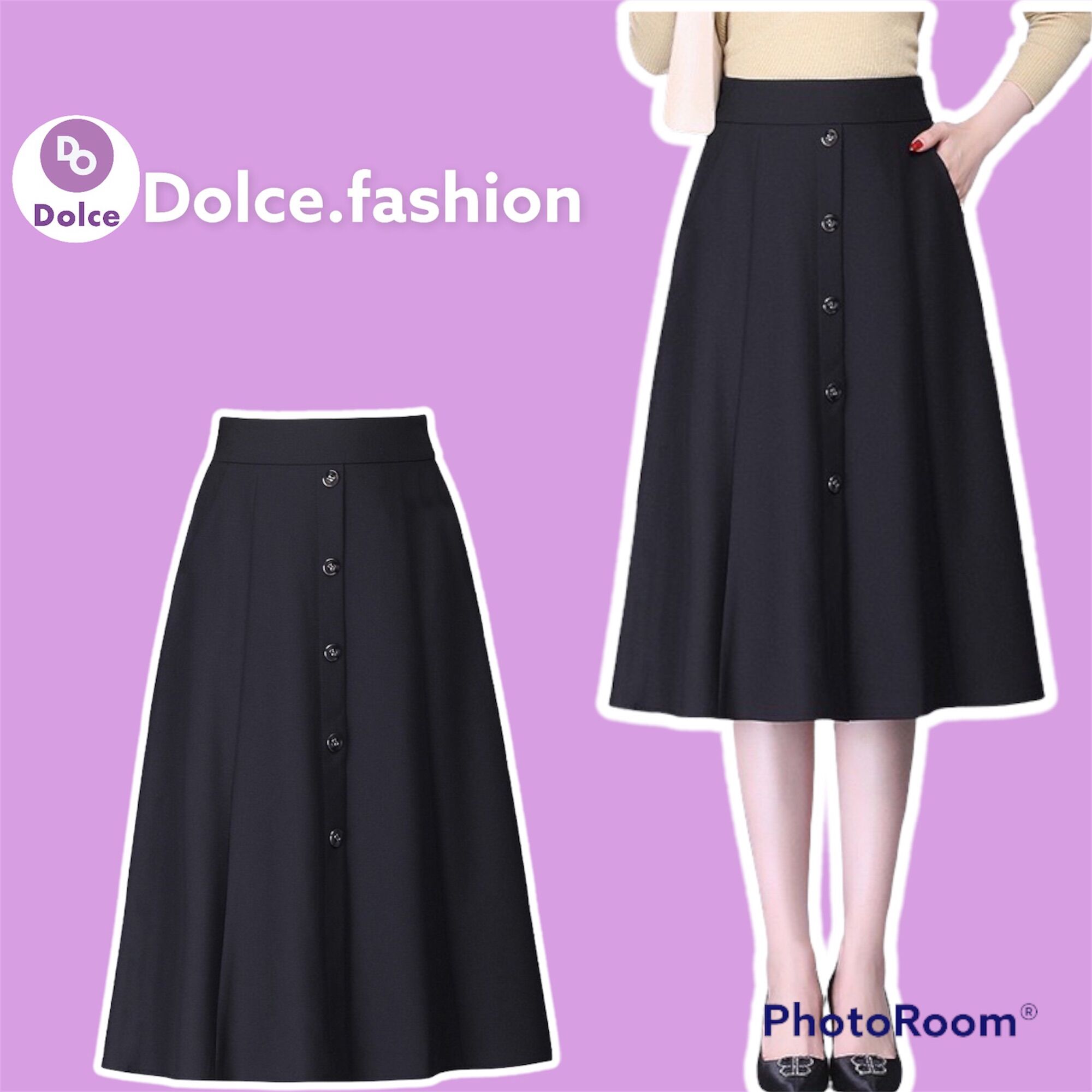 Chân váy công sở dáng dài 5 cúc - Dolce