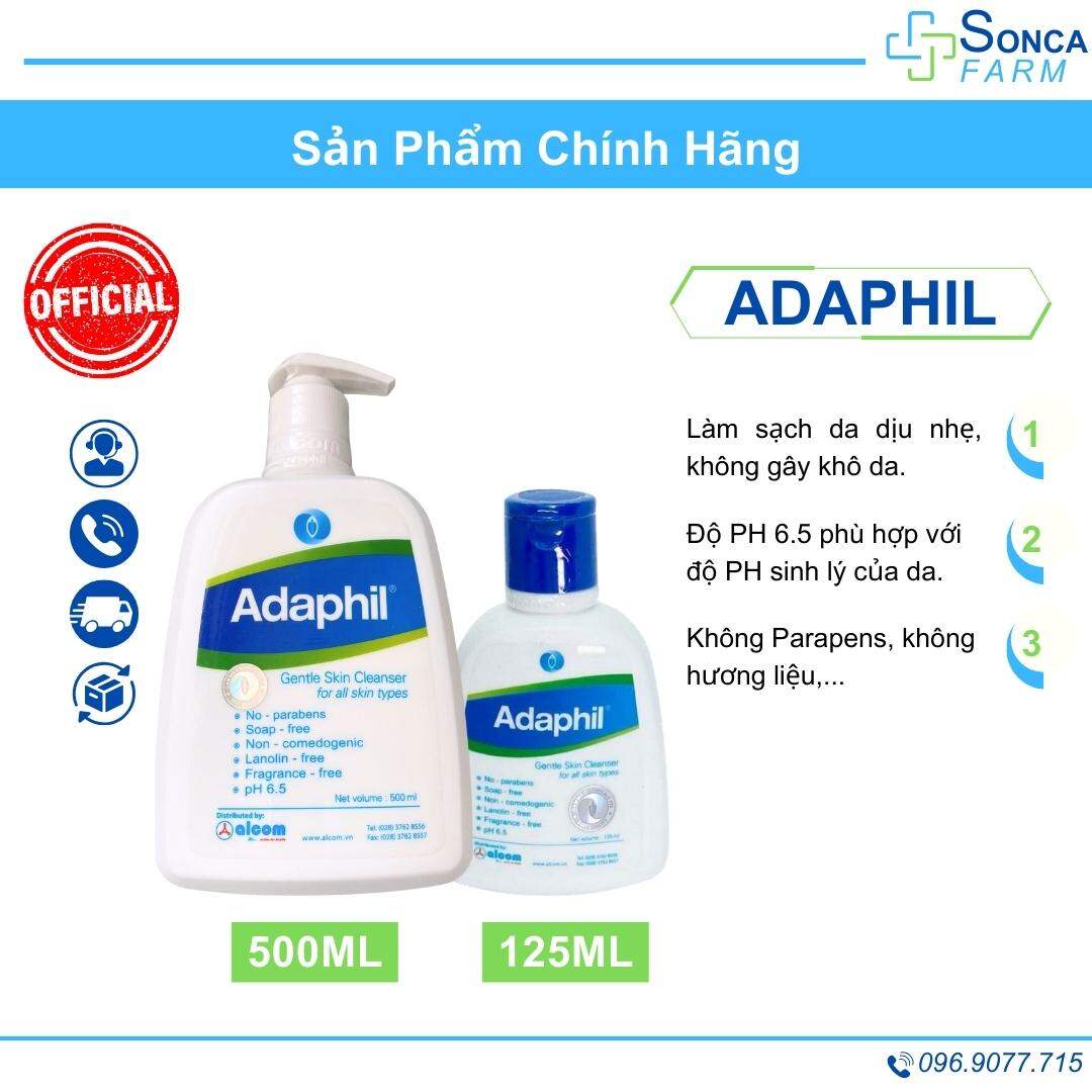 Sữa rửa mặt adaphil cho da dầu mụn dung tích 125ml và 500ml