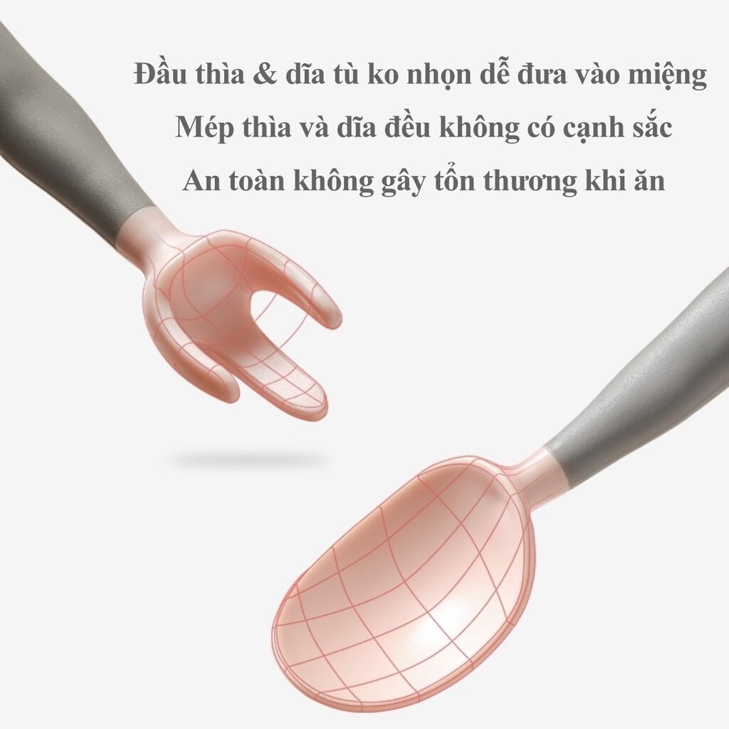 Bộ Thìa Dĩa Uốn Cong Cho Bé Tập Xúc