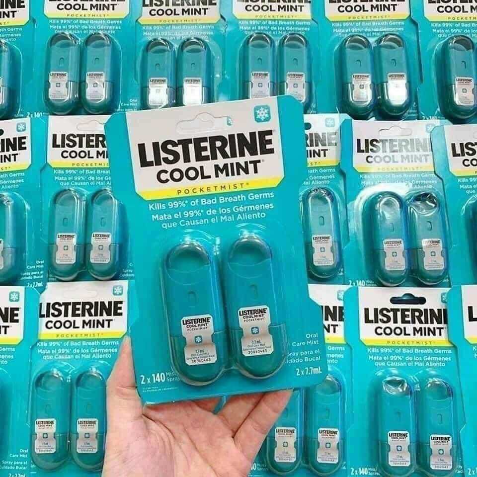 Set 2 chai xịt thơm miệng listerine mỹ