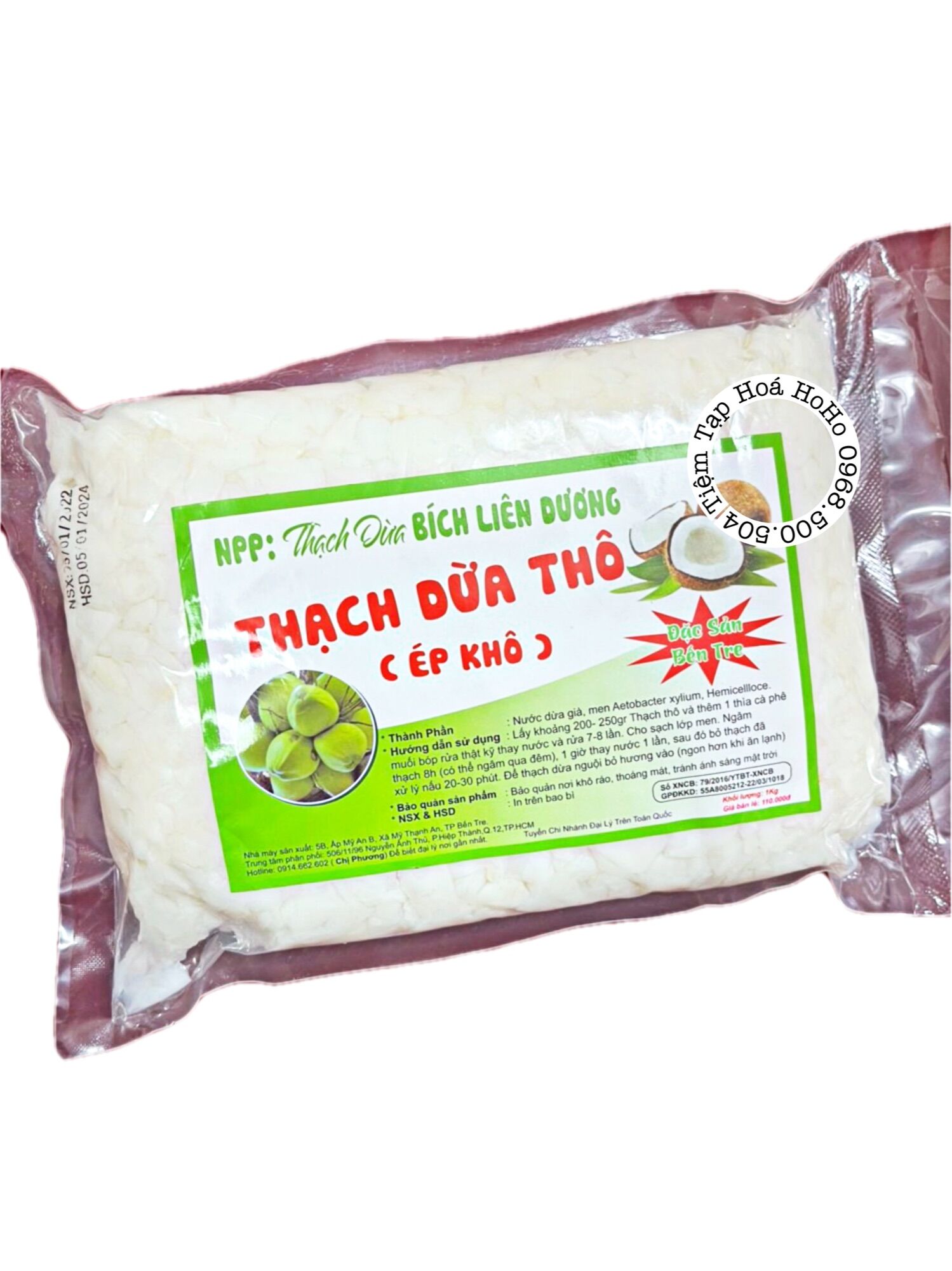 Thạch Dừa Thô - 1kg kèm tinh dầu dừa