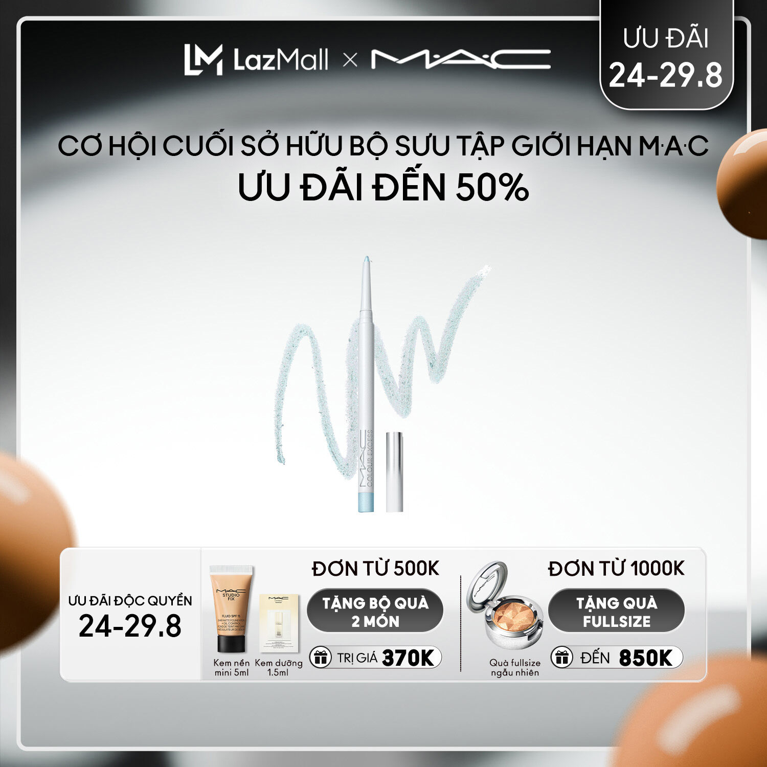 Bút kẻ MAC Colour Excess Gel Pencil / Bút kẻ mắt gel siêu đậm màu, chống nước và không trôi, giữ màu trên mắt hơn 24 giờ.