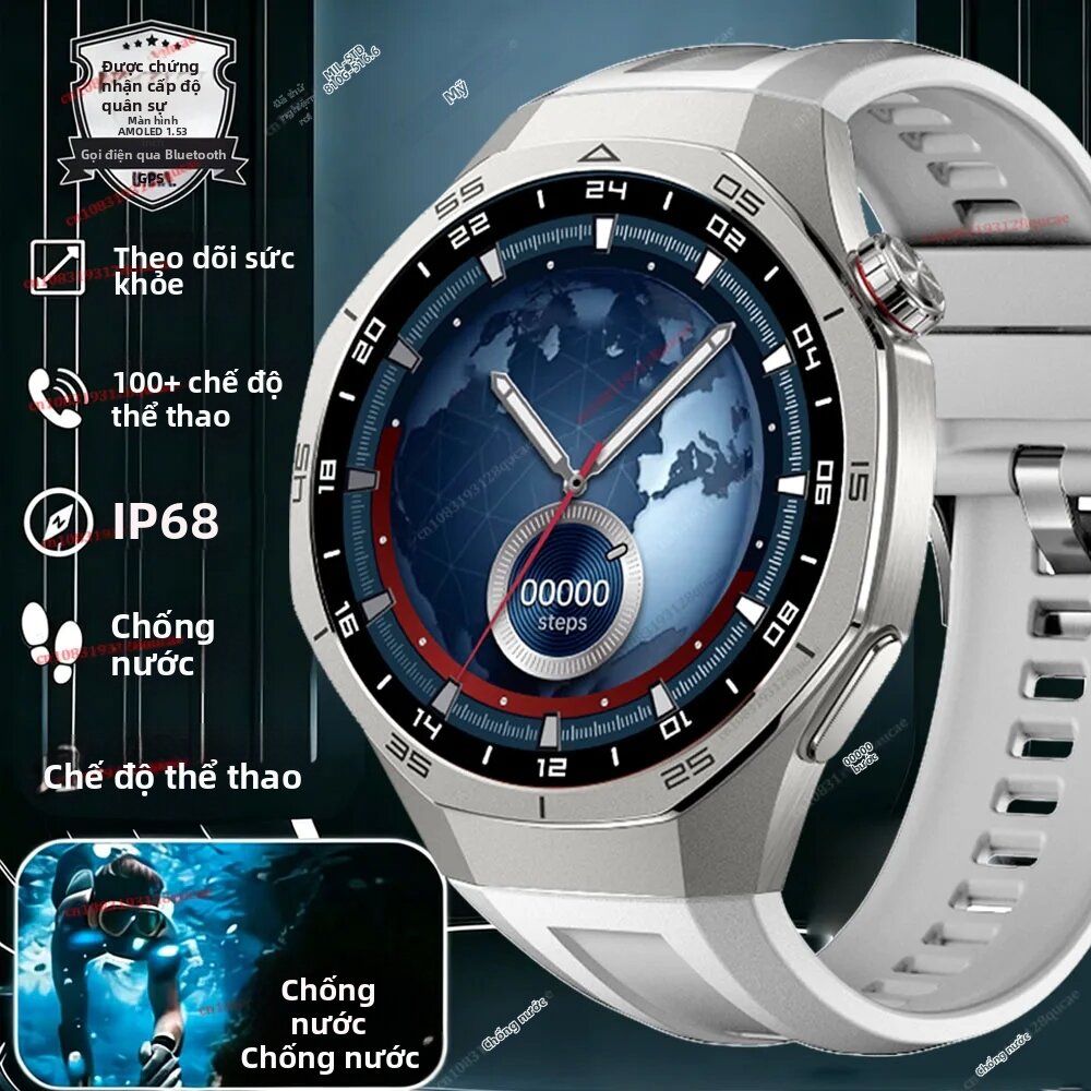Đồng Hồ Thông Minh GPS Watch 5 Pro 2026 Dành Cho Nam, Màn Hình AMOLED, NFC, Gọi Bluetooth, Chống Nước, Theo Dõi Sức Khỏe, Hiển Thị 360*360