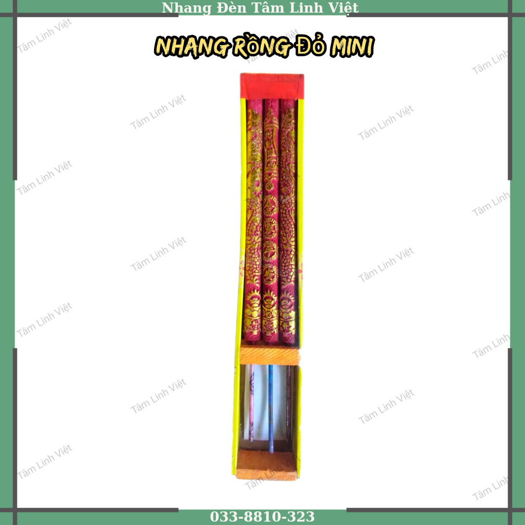 Nhang rồng 3 cây mini đỏ đứng tàn