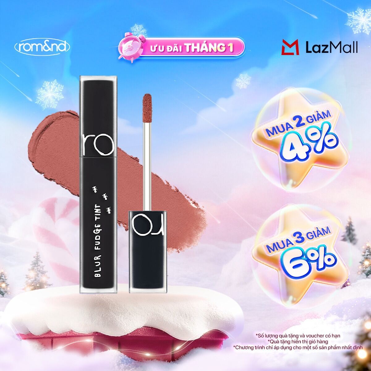   Romand X Inapsquare  Son kem lì Romand Blur Fudge Tint 5g 