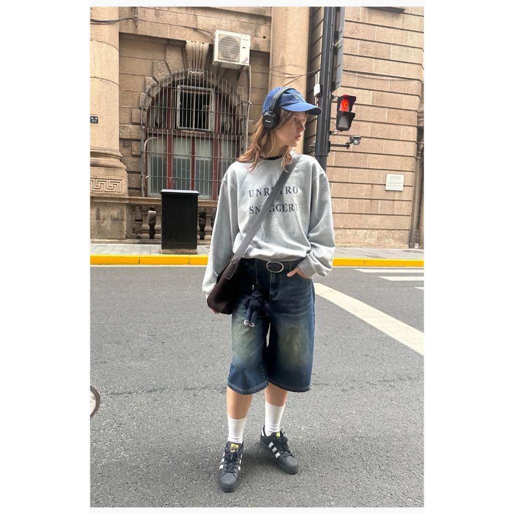 quần sọt jean ống rộng unisex 006