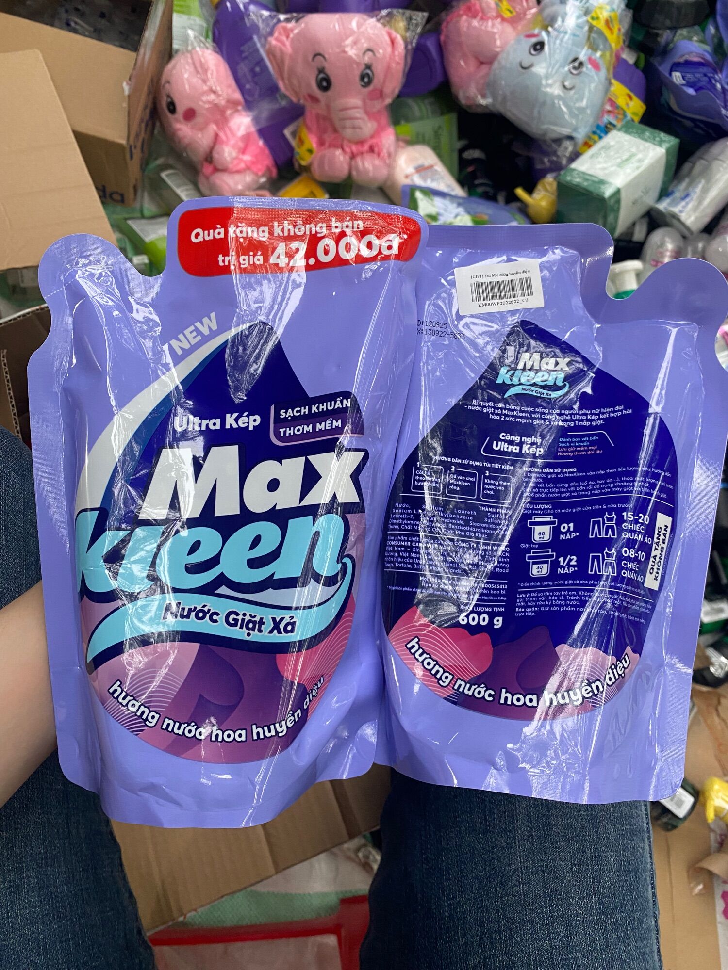 2 túi nước giặt xả maxkleen hương nước hoa huyền diệu 600g
