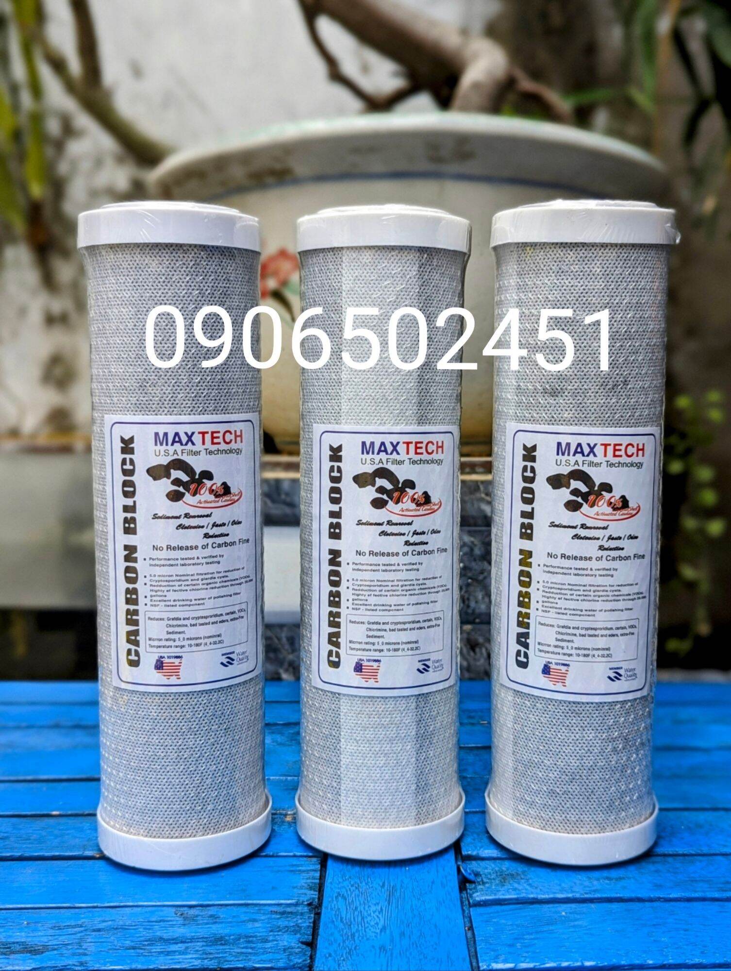[HCM]Bộ 3 Lõi lọc nước số 3 CTO 10 inch - Than hoạt tính dạng nén