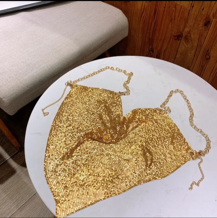 Áo hai dây bling bling cổ đổ vải trơn