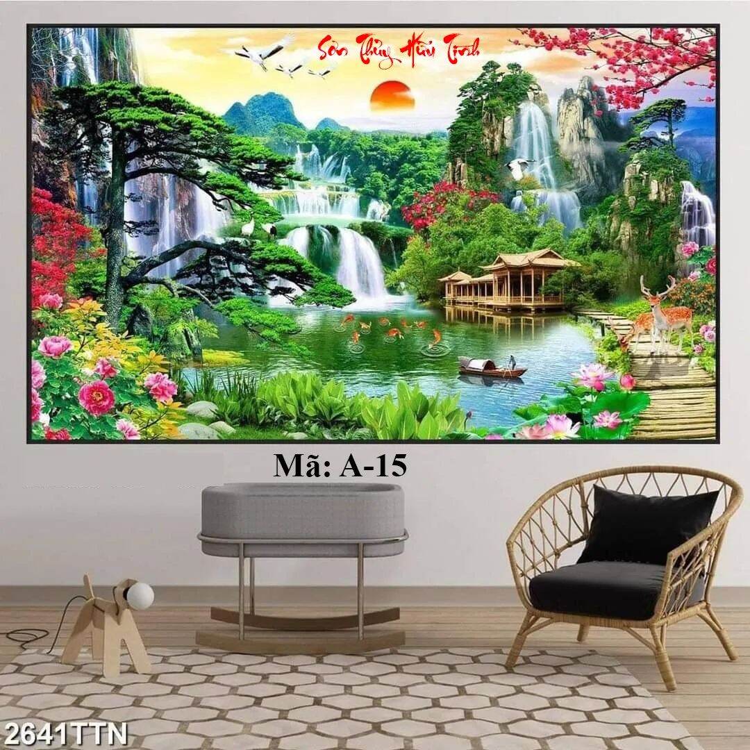 TRANH Tráng gương sẵn treo  PHONG CẢNH LÀNG QUÊ 2MX90 150x70cm 120x60cm vv cỡ theo yêu cầu