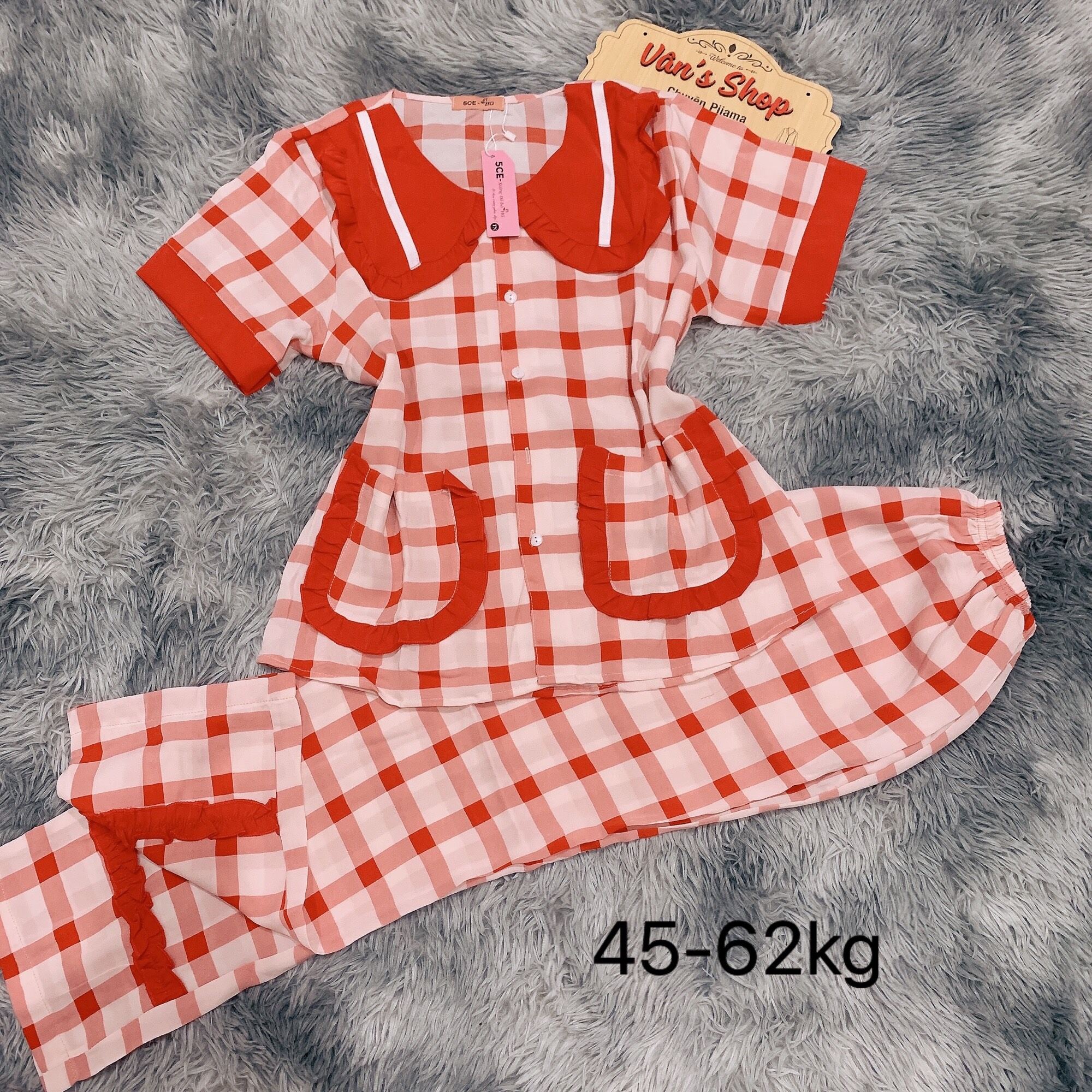 Bộ pijama tay ngắn quần dài lụa mango, cổ sen/sen bèo, Freesize