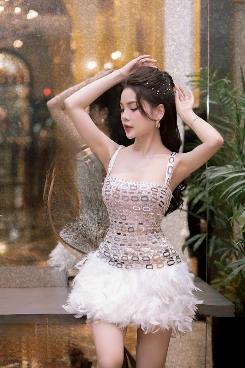 ĐẦM BODY PHỐI LÔNG ĐÁ GƯƠNG