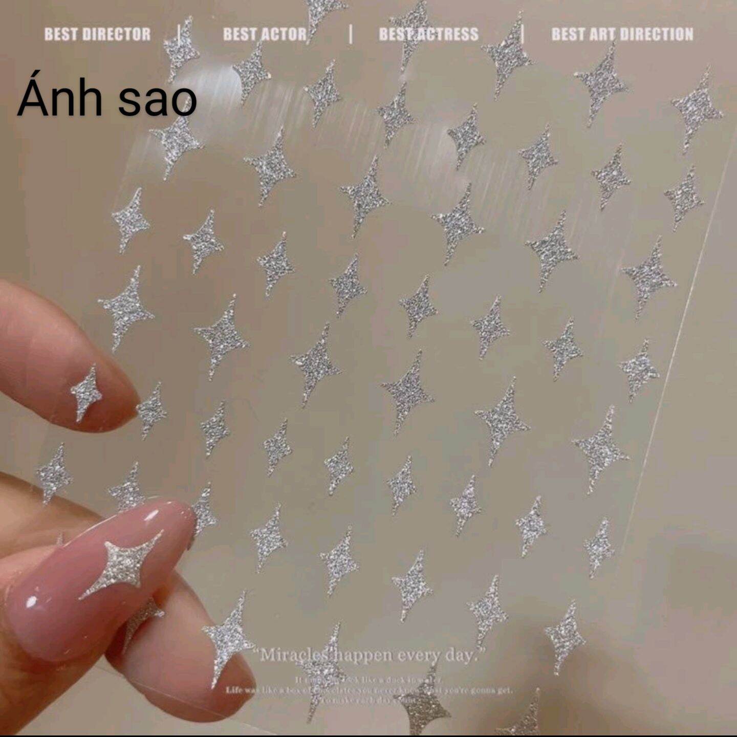 Sticker nhũ Flash ánh xà cừ dán móng trang trí nail siêu sáng