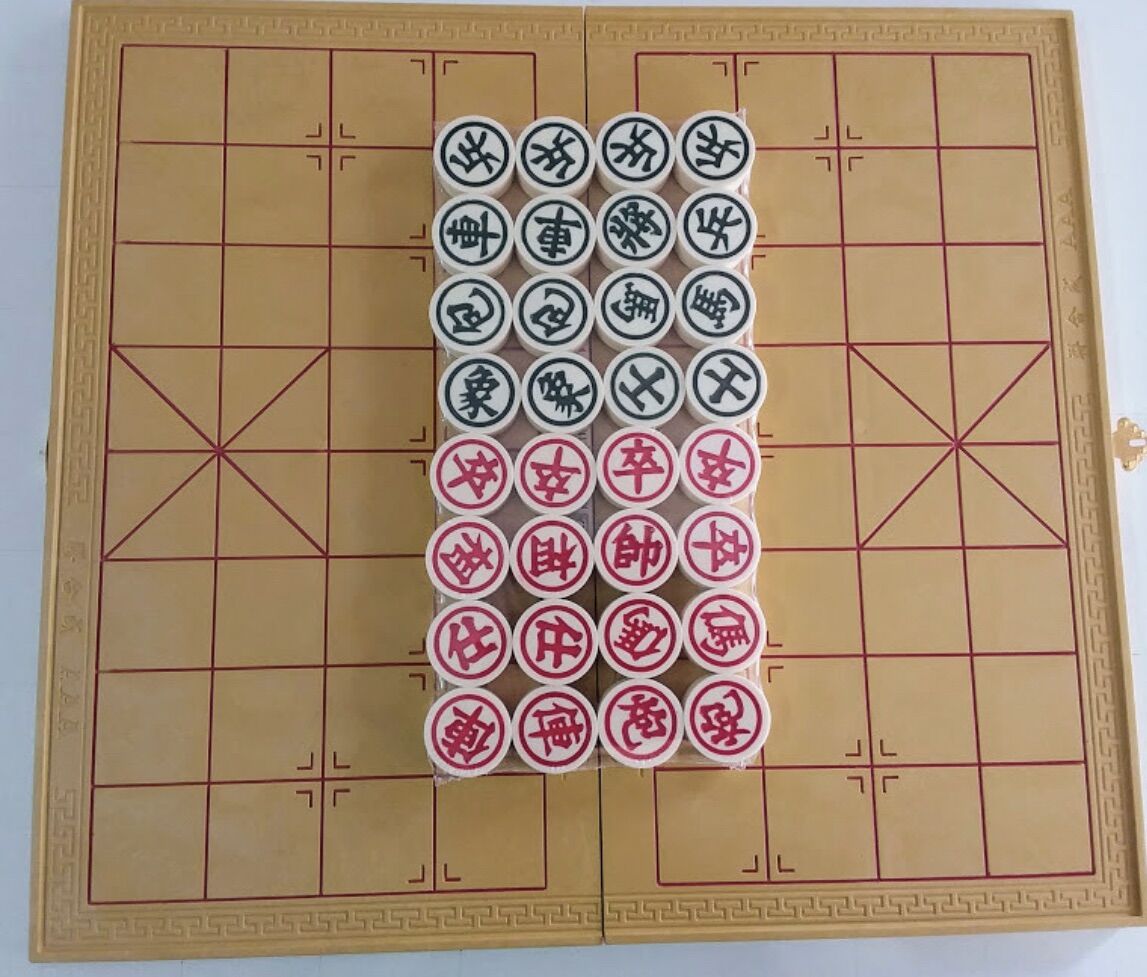 Chess Board Set: Wooden Table, Sturdy Cast Chess Pieces