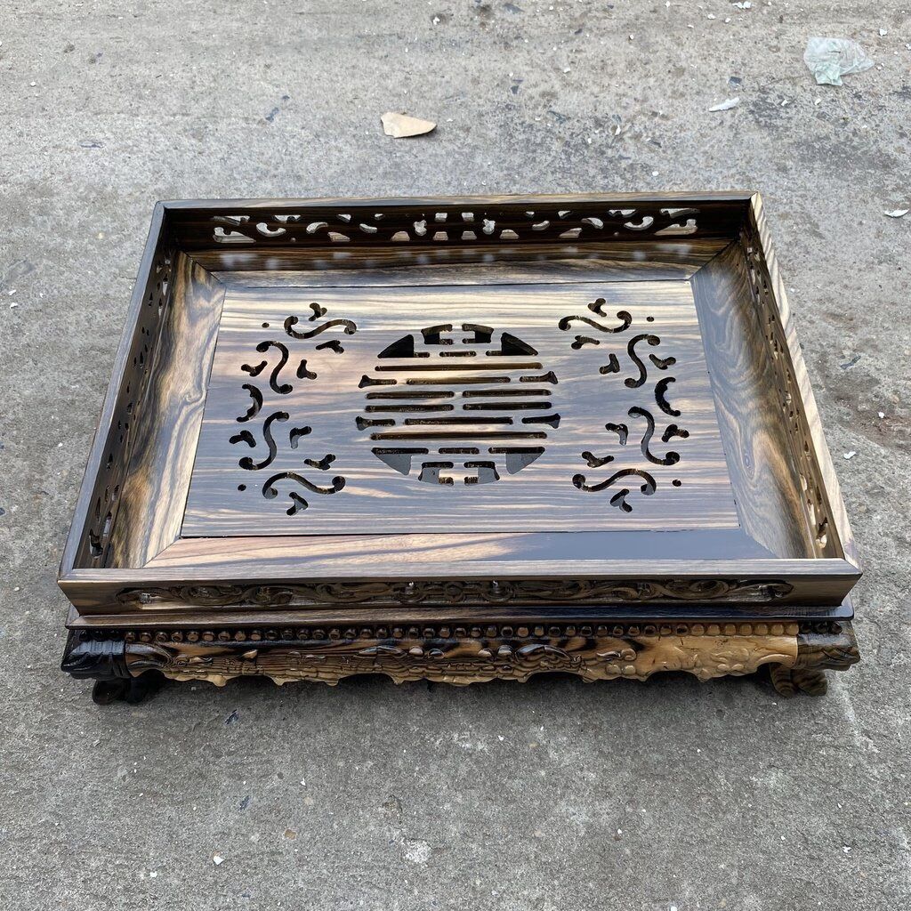 Khay trà chân quỳ gỗ mun cao cấp 45x35cm