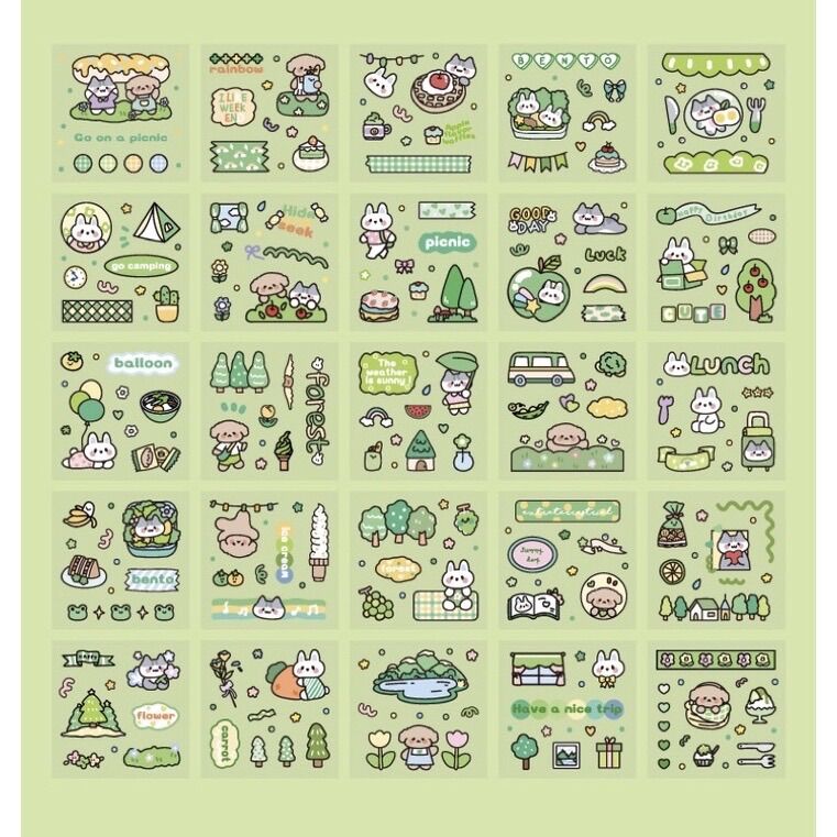 Sticker hộp 100 tấm cute Forest (PVC)