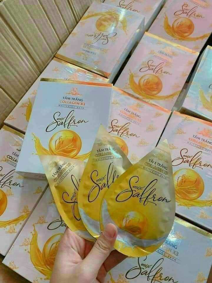 tắm trắng collagen x3 mix saffon