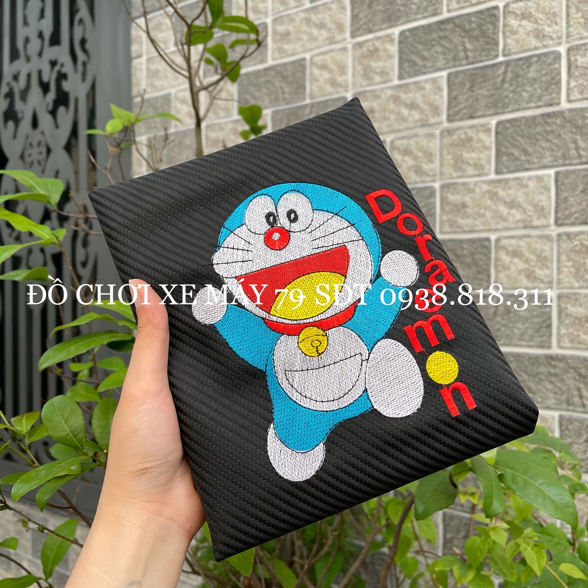Da yên thái thêu carbon hình Doraemon
