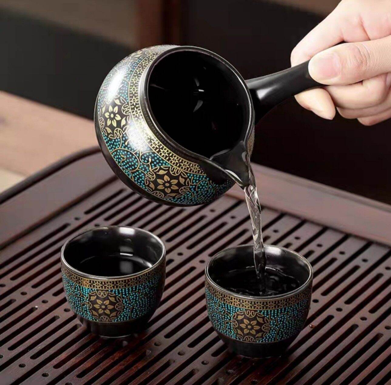 [HÀNG CAO CẤP] Bộ Ấm Chén Pha Trà Cối Xay (Bao gồm 1 ấm trà, 6 chén trà và 1 bộ cối xay)