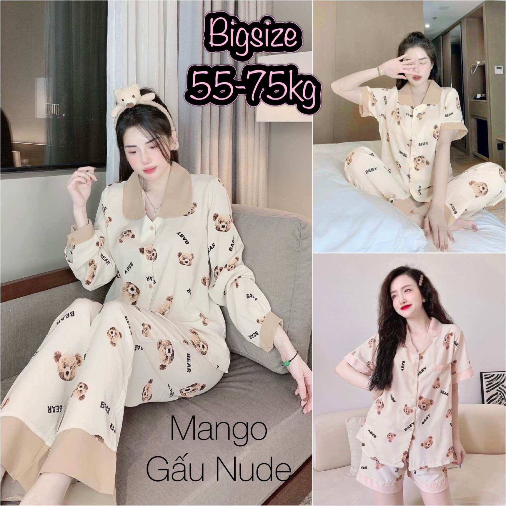 Đồ bộ bigsize 55-75kg lụa mango - mẫu phối đơn giản, dễ thương, chất mát