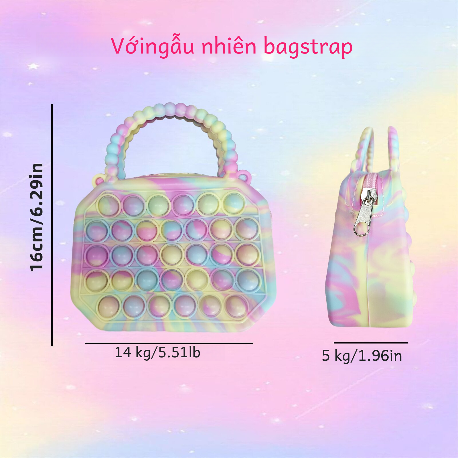 Giáng Sinh Fidget Đồ Chơi Đẩy Bong Bóng Đồ Chơi Rainbow Kỳ Lân Đồng Xu Ví Túi Nữ Silica Simple Dimple Túi Đeo Chéo Cho Bé Gái